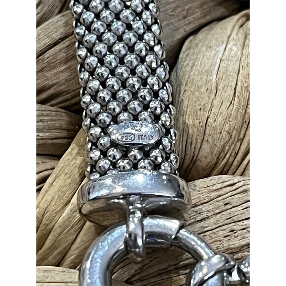 Beautiful Sterling Silver Italy Mesh Style CZ Choker Necklace 16in Party Wedding - Picture 10 of 12